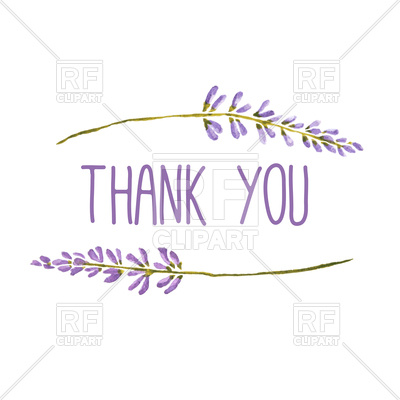 400x400 Watercolor Thank You Greeting Card With Lavender. Vector Image - Thank You Watercolor