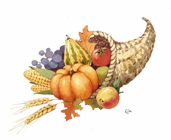 570x468 Cornucopia - Thanksgiving Watercolor