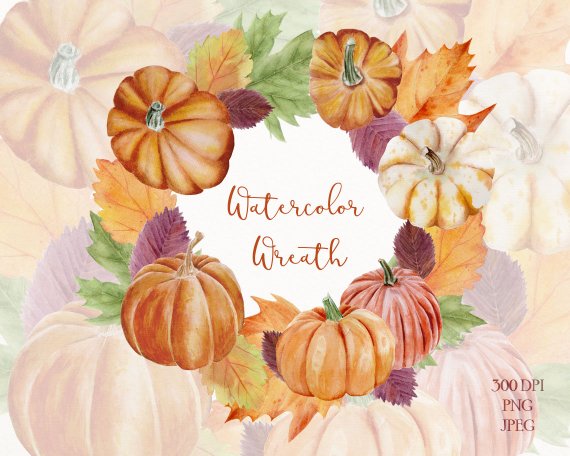 570x456 Thanksgiving Watercolor Watercolor Digital Download Etsy - Thanksgiving Watercolor
