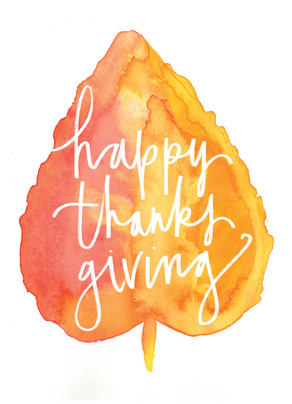 292x404 Watercolor Leaf And Lettering Thanksgiving Card Cardstore - Thanksgiving Watercolor