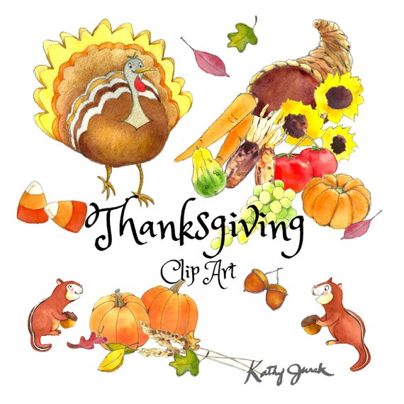 570x570 Thanksgiving Watercolor Clip Art Turkey Watercolour Clip Art Etsy - Thanksgiving Watercolor