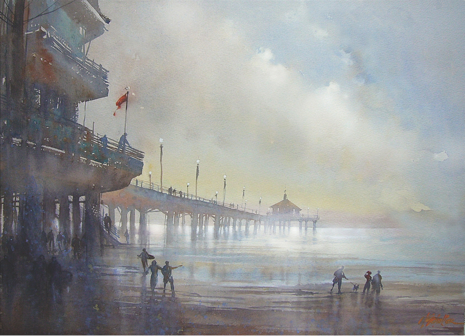 950x686 Splash Best Of Watercolor Winners Manhattan Beach Pier Watercolor - The Best Watercolor