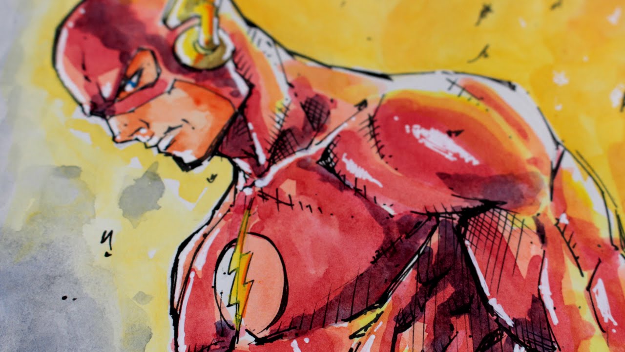 1280x720 Sketch Flash Dc Comics - The Flash Watercolor