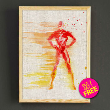 354x354 The Flash Watercolor Art Print Justice From Star2go On Etsy Art - The Flash Watercolor
