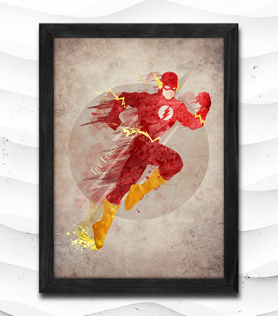 570x648 The Flash Watercolor Print Super Hero Poster Art Print Baby Room - The Flash Watercolor