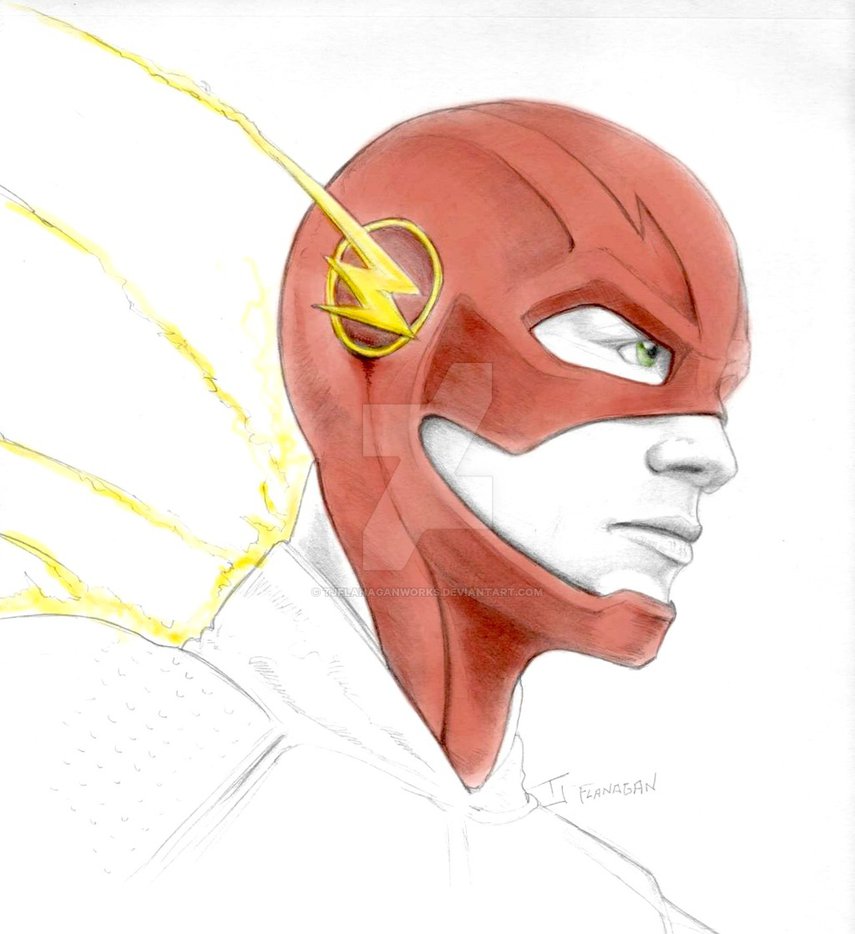 855x934 The Flash On Cw ~ Pencil And Watercolor By Tjflanaganworks On - The Flash Watercolor
