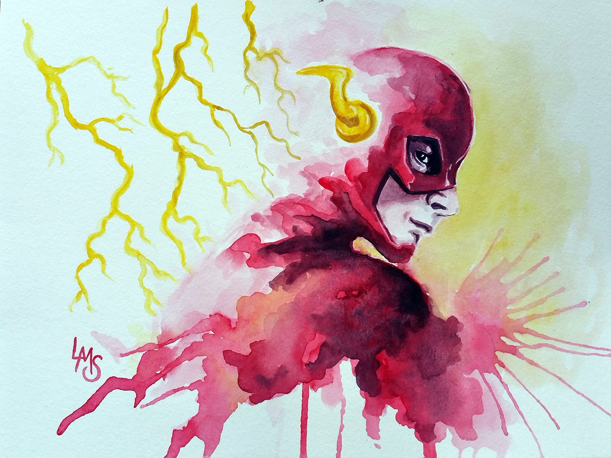 1200x899 Watercolor Leslie Michelle Art - The Flash Watercolor