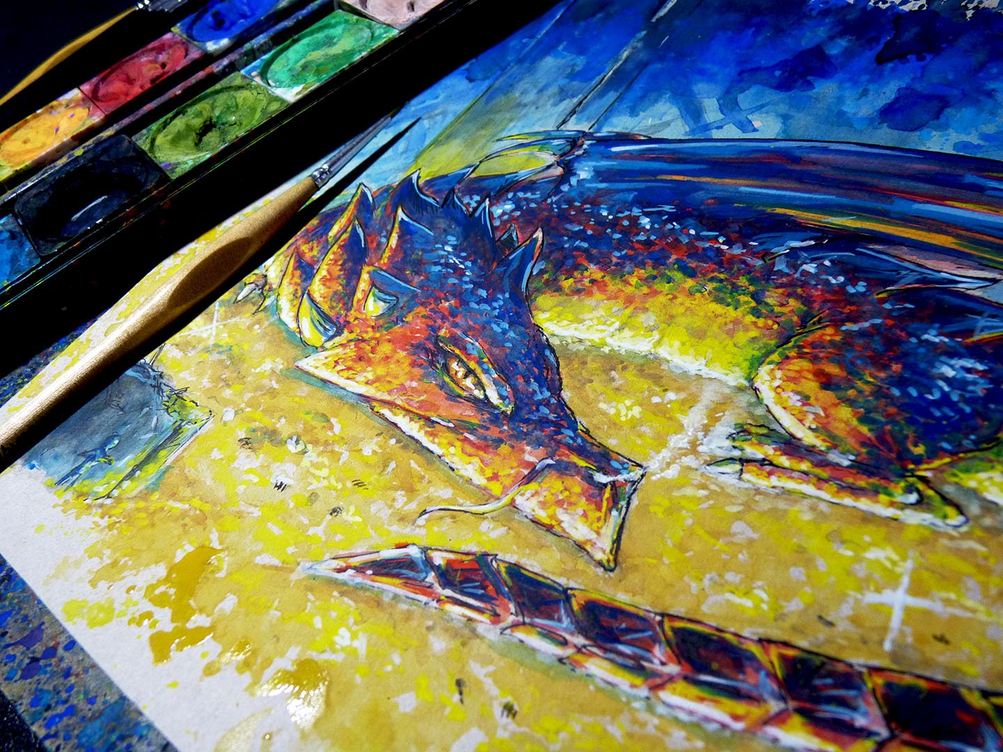 1440x1080 Watercolor Time Lapse Painting Ink) - The Hobbit Watercolor