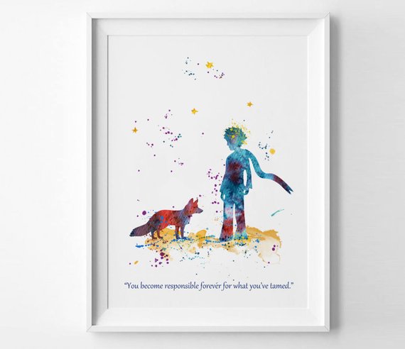 570x492 The Little Prince And Fox Prints Watercolor Art Le Petit Etsy - The Little Prince Watercolor