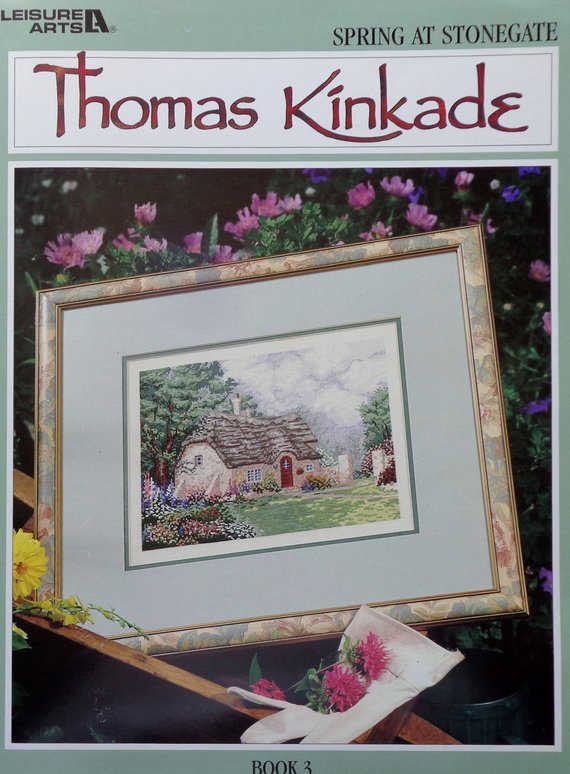 570x774 Cross Stitch Pattern Spring At Stonegate Thomas Kinkade Etsy - Thomas Kinkade Watercolor