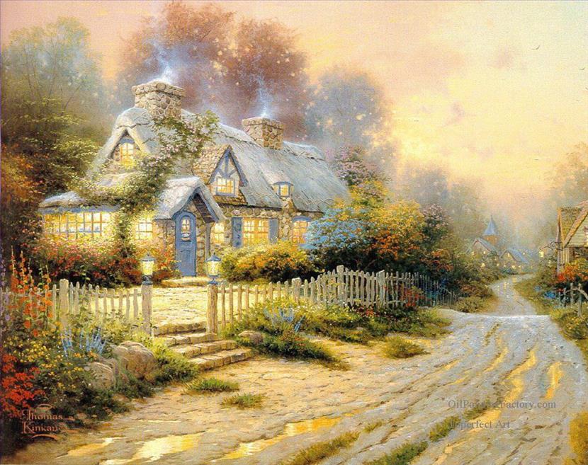 830x657 Oil Paintings Of 5 Teacup Cottage Thomas Kinkade Art For Sale By - Thomas Kinkade Watercolor