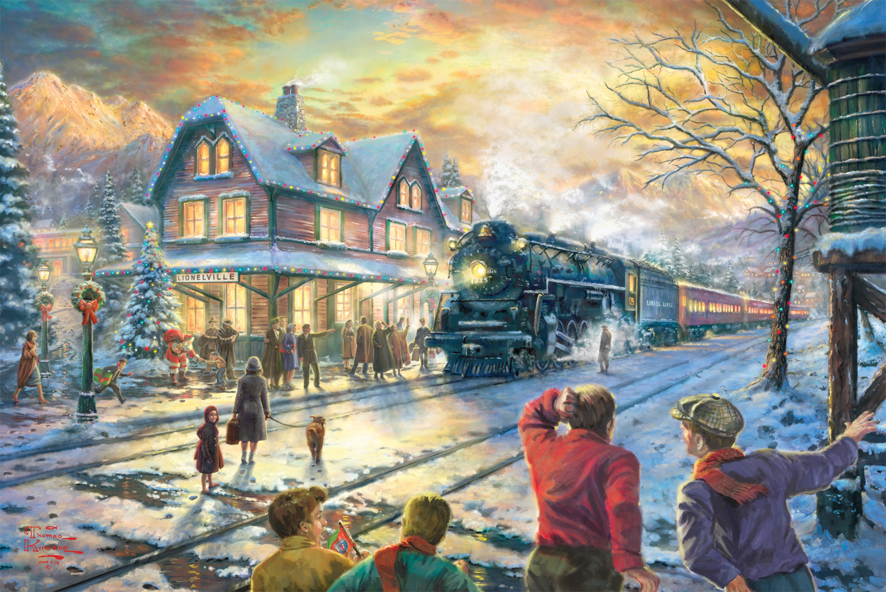 1800x1204 Thomas Kinkade All Aboard For Christmas Boxcar - Thomas Kinkade Watercolor