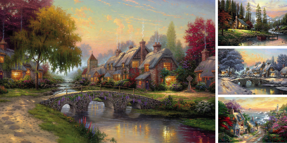 1000x500 Thomas Kinkade Canvas - Thomas Kinkade Watercolor