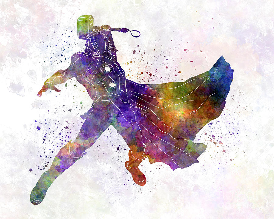 900x720 Thor 02 In Watercolor Painting By Pablo Romero - Thor Watercolor
