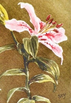 278x400 Original Aceo Watercolor Painting - Tiger Lily Watercolor