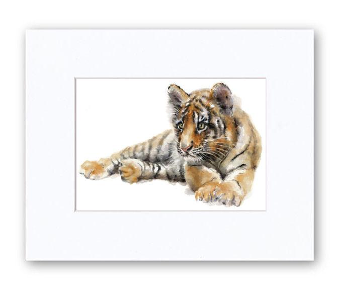 670x570 Tiger Watercolor Archival Print Mira Guerquin Watercolors - Tiger Watercolor