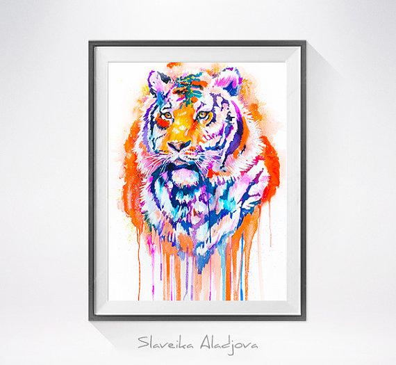 570x525 Tiger Watercolor Painting Print - Tiger Watercolor
