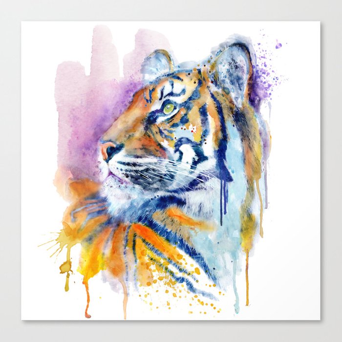 700x700 Young Tiger Watercolor Portrait Canvas Print By Marianvoicu Society6 - Tiger Watercolor