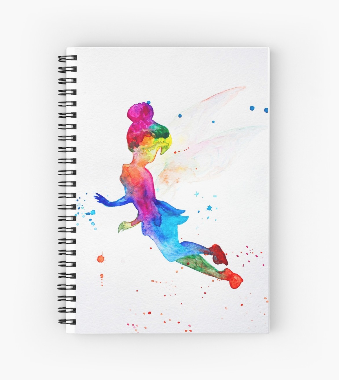 1171x1313 Tinkerbell, Watercolor Spiral Notebooks By Luba Ost Redbubble - Tinkerbell Watercolor