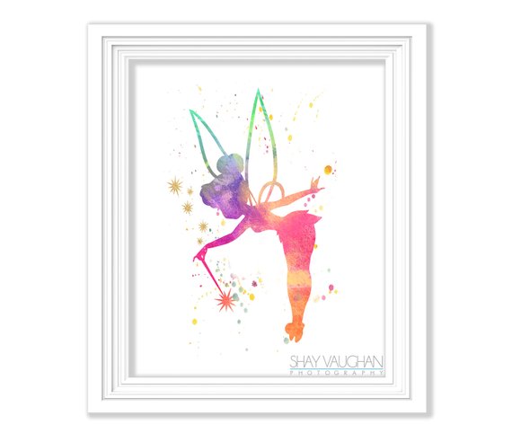 570x492 Tinkerbell Art Print Tinkerbell Watercolor Painting Etsy - Tinkerbell Watercolor