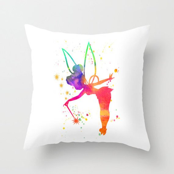 570x570 Tinkerbell Throw Pillow Peter Pan Pillow Tinkerbell Watercolor Etsy - Tinkerbell Watercolor