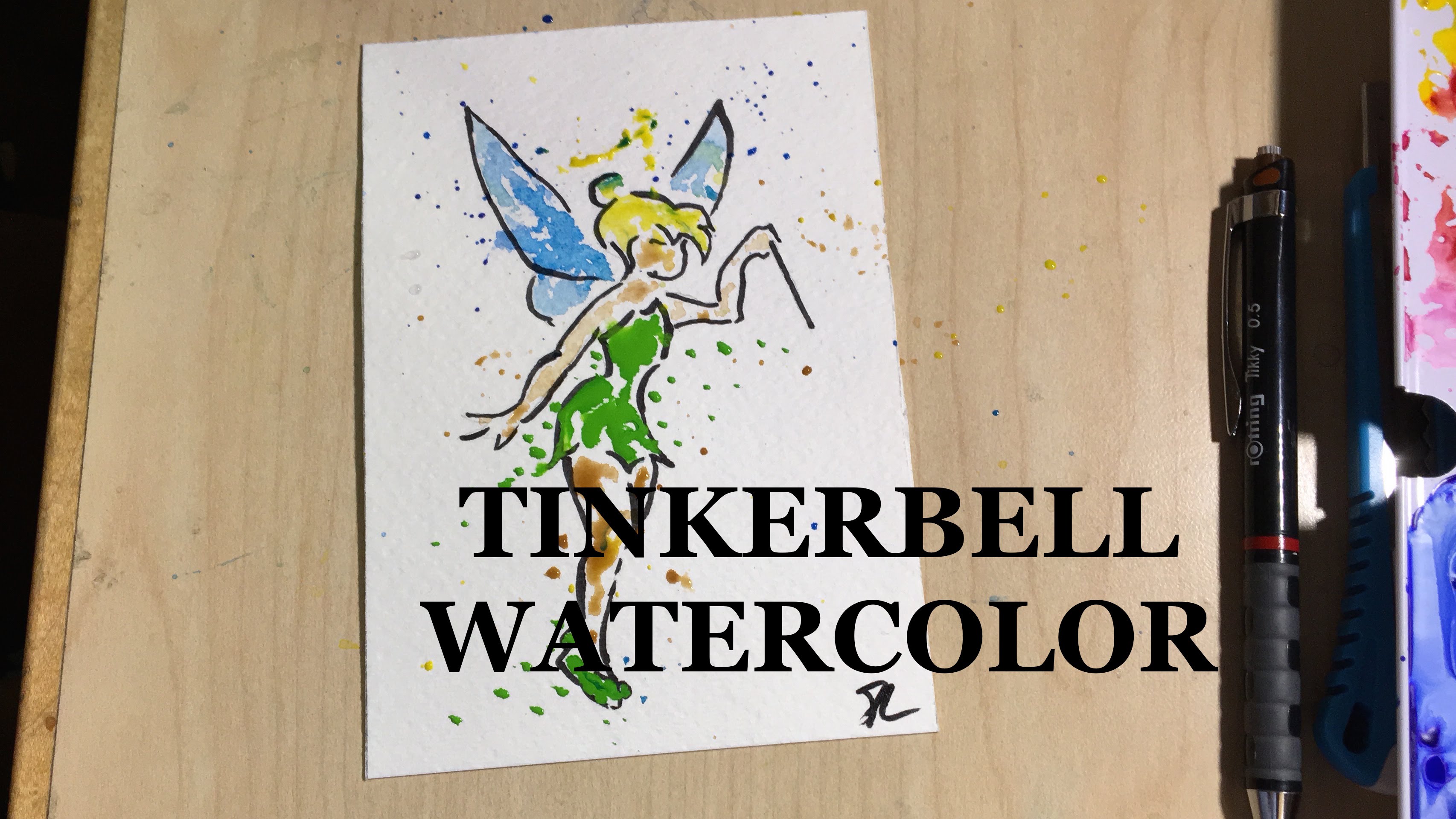 3412x1920 Tinkerbell Watercolor Art Timelapse - Tinkerbell Watercolor