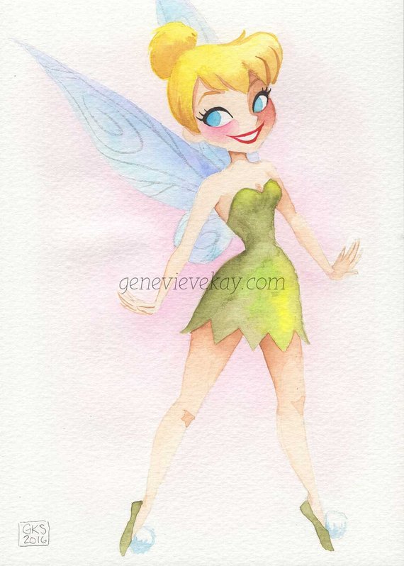 570x798 Tinkerbell Watercolor Postcard Print - Tinkerbell Watercolor