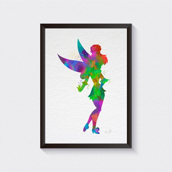 570x570 Disney Watercolor Tinkerbell Print Tinkerbell Art Print Etsy - Tinkerbell Watercolor