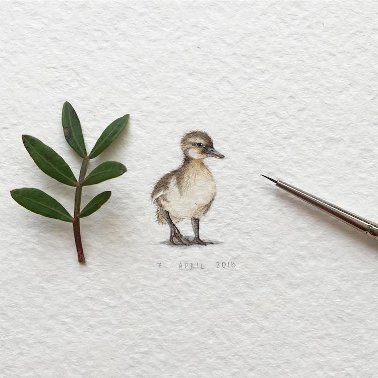 750x750 Miniature Paintings Of Adorable Animals Capture Every Cute Little - Tiny Watercolor