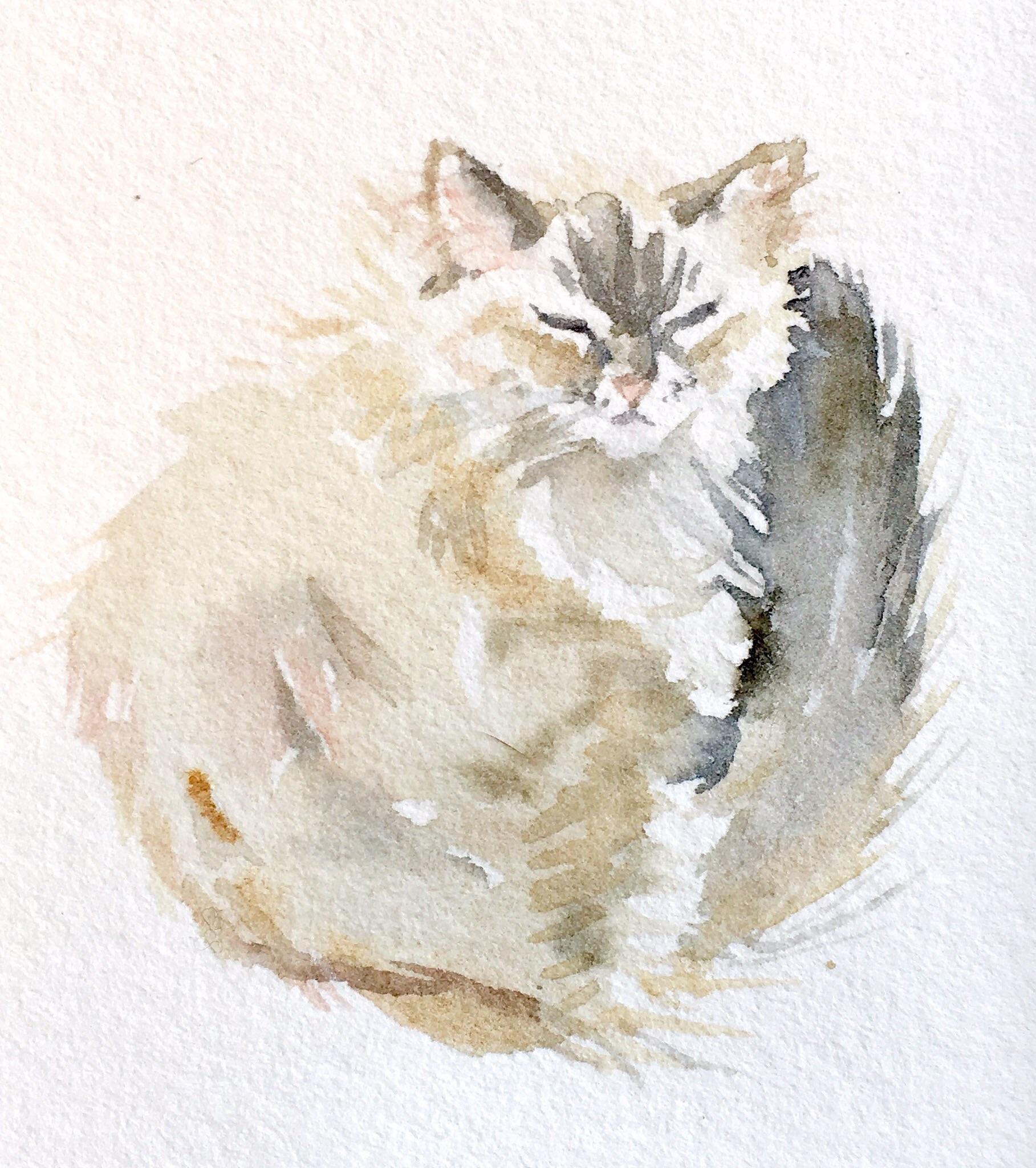 1817x2048 Tiny Mau, Watercolor, 2x2 Inches (Image Size) Art - Tiny Watercolor