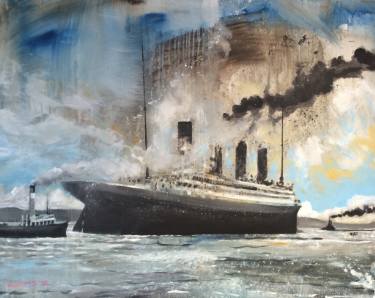 375x298 The Titanic Painting By John Adams Saatchi Art - Titanic Watercolor