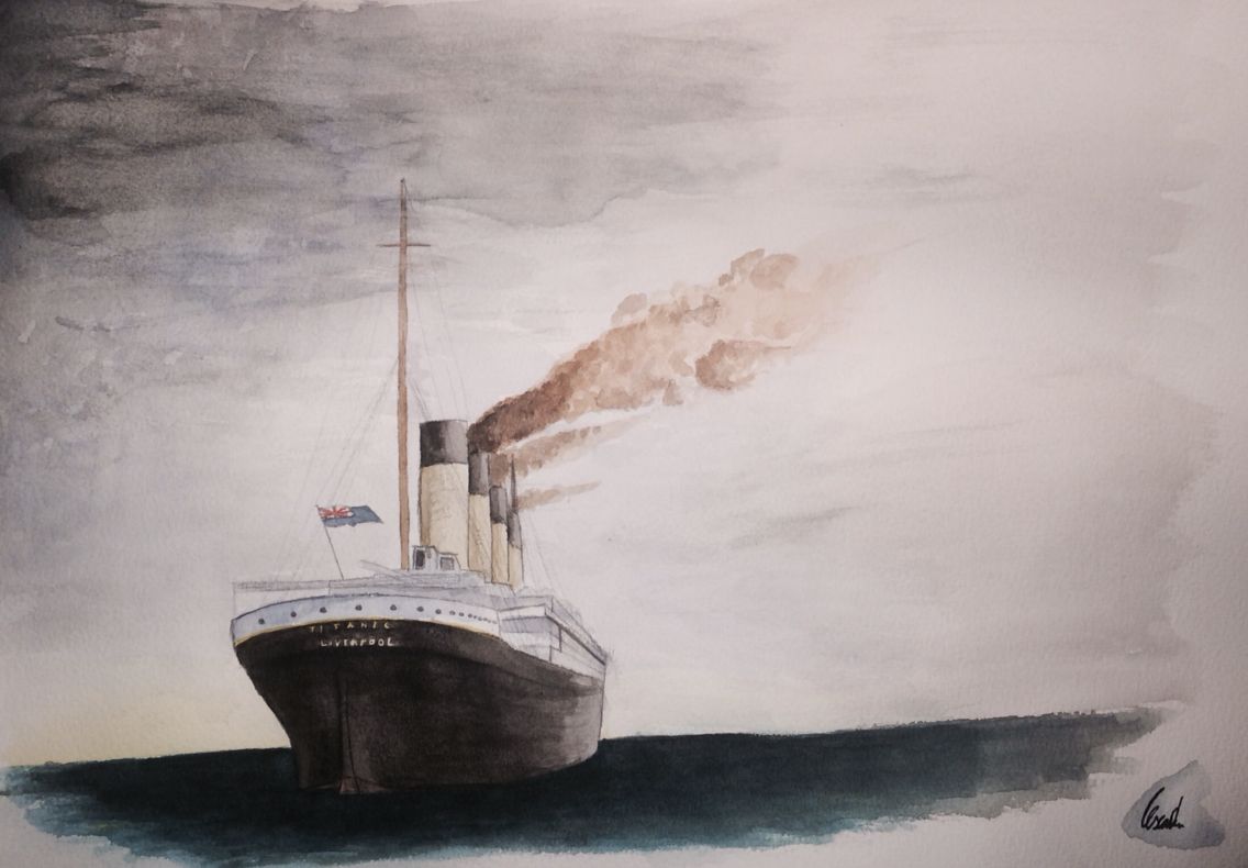 1136x790 Titanic Watercolor D R A W . Watercoloramppencil - Titanic Watercolor