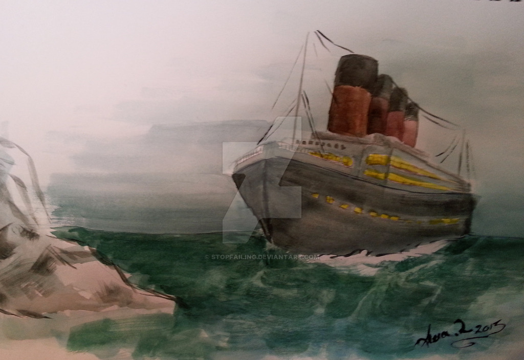 1024x704 Titanic Watercolor By Stopfailing - Titanic Watercolor