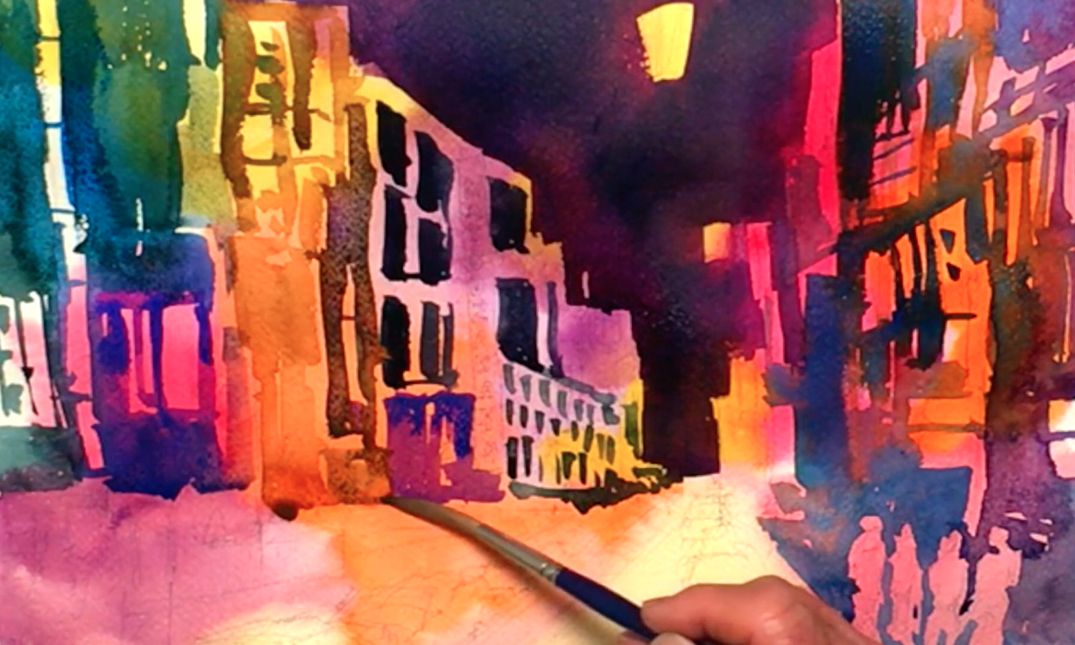 1561x936 Painting The Night A Night Time Cityscape Of Tokyo - Tokyo Watercolor