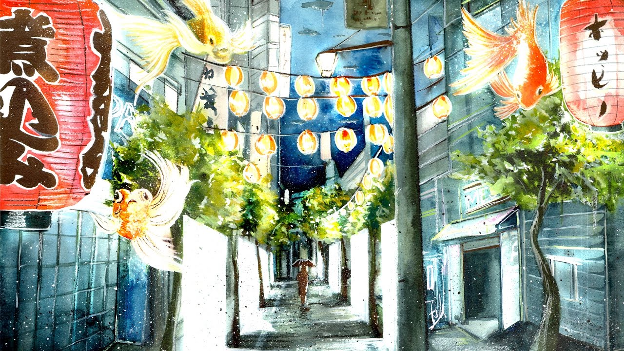 1280x720 Scifi Tokyo - Tokyo Watercolor