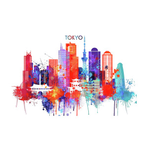 300x300 Tokyo Watercolor Painting By Dim Dom - Tokyo Watercolor