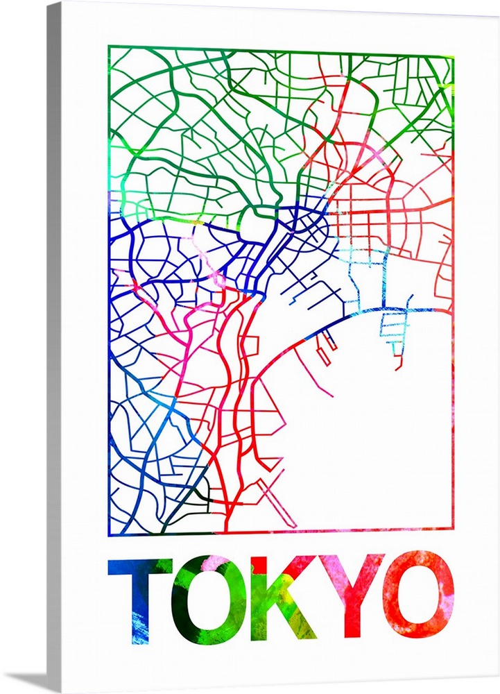 721x1000 Tokyo Watercolor Street Map Wall Art, Canvas Prints, Framed Prints - Tokyo Watercolor