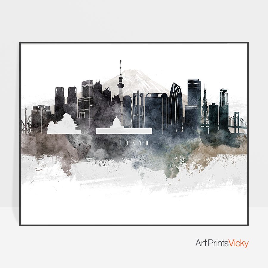 900x900 Tokyo Art Poster Watercolor Artprintsvicky - Tokyo Watercolor