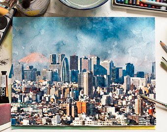 340x270 Tokyo Watercolor Etsy - Tokyo Watercolor