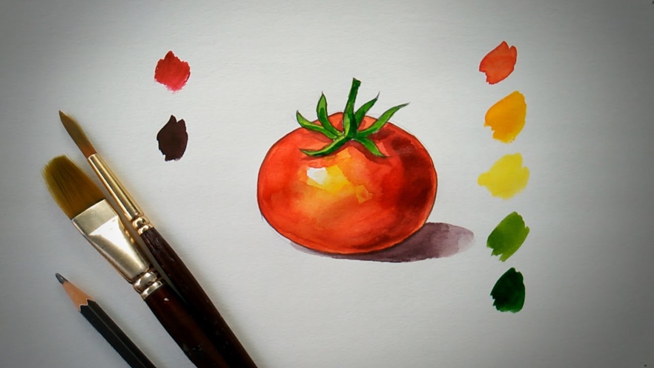 1280x720 How To Paint Tomato For Beginners Simple Water Color - Tomato Watercolor