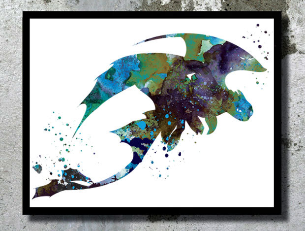 620x469 How To Train Your Dragon Watercolor Art Print Toothless - Toothless Watercolor