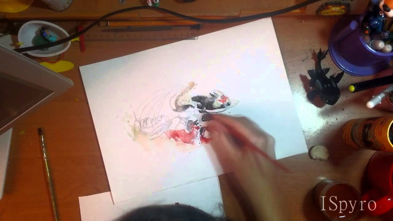 1280x720 Speed Draw] Toothless Watercolor - Toothless Watercolor