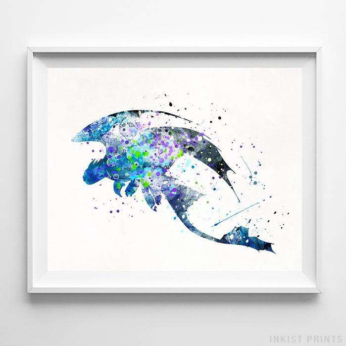 699x699 Toothless How To Train Your Dragon Wall Art Disney Watercolor - Toothless Watercolor