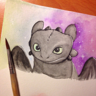 320x320 Astrid And Ruffnot.....httyd - Toothless Watercolor