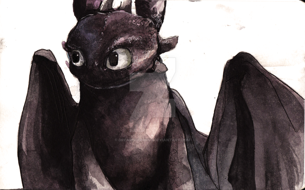 1024x636 Toothless Watercolour... Again By Dreamsoffools - Toothless Watercolor