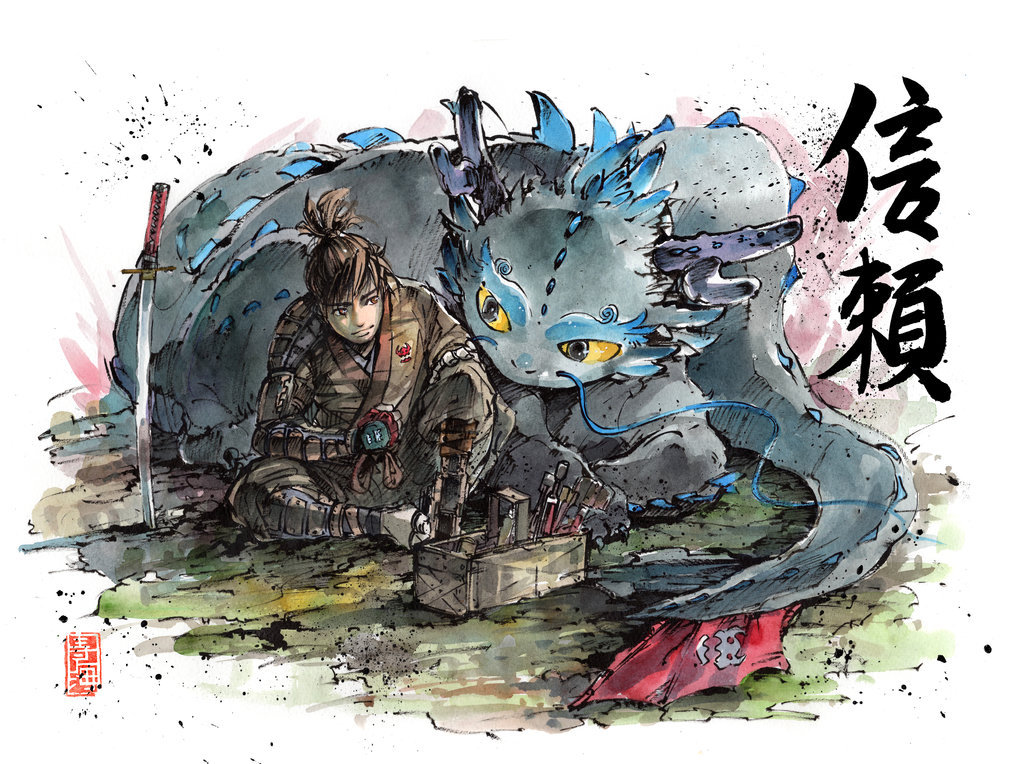 1024x764 Hiccup And Toothless...samurai Style! By Mycks - Toothless Watercolor