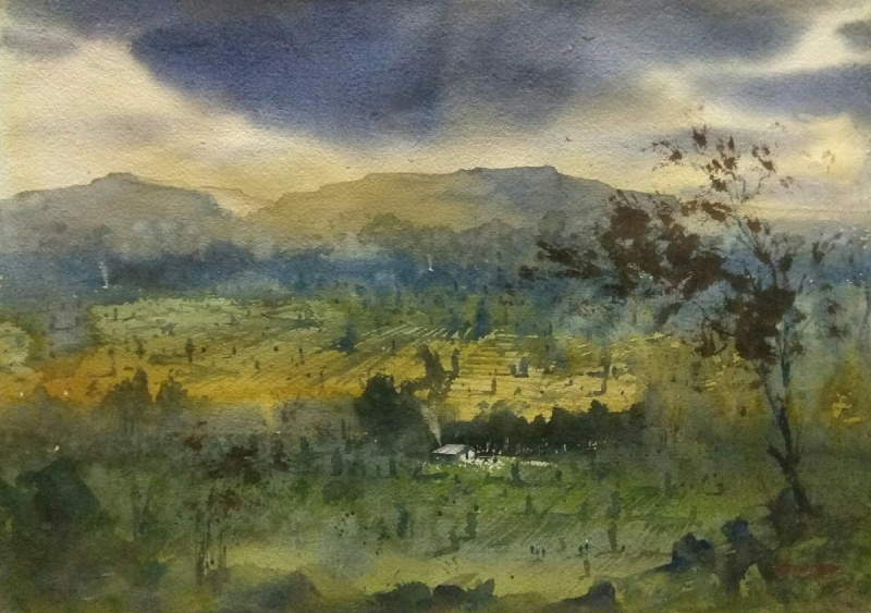 800x563 Top By Artist Rupesh Sonar Landscape Art Watercolor Paintings - Top Watercolor