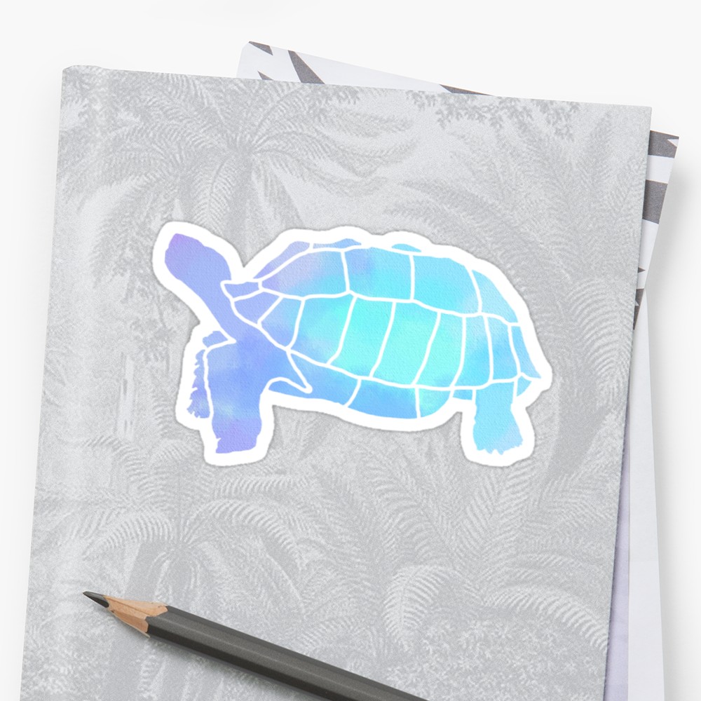 1000x1000 Sulcata Tortoise Silhouette (Watercolor Canvas) Stickers By - Tortoise Watercolor
