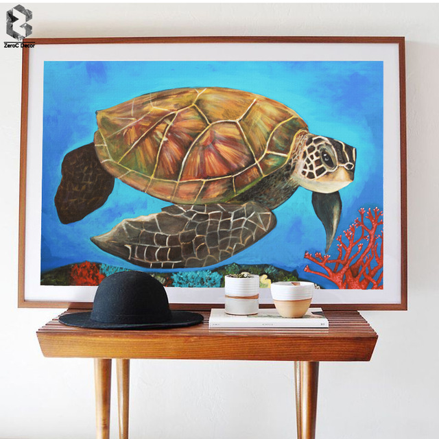 640x640 Watercolor Sea Turtle Wall Art Prints And Posters Canvas Painting - Tortoise Watercolor