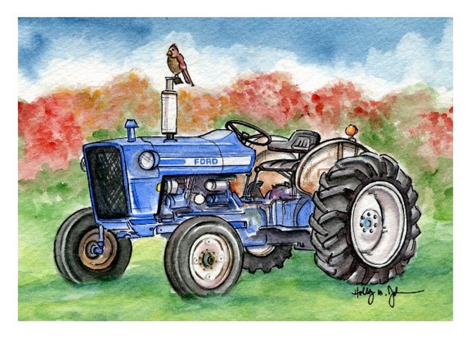668x501 Twin Tractor - Tractor Watercolor